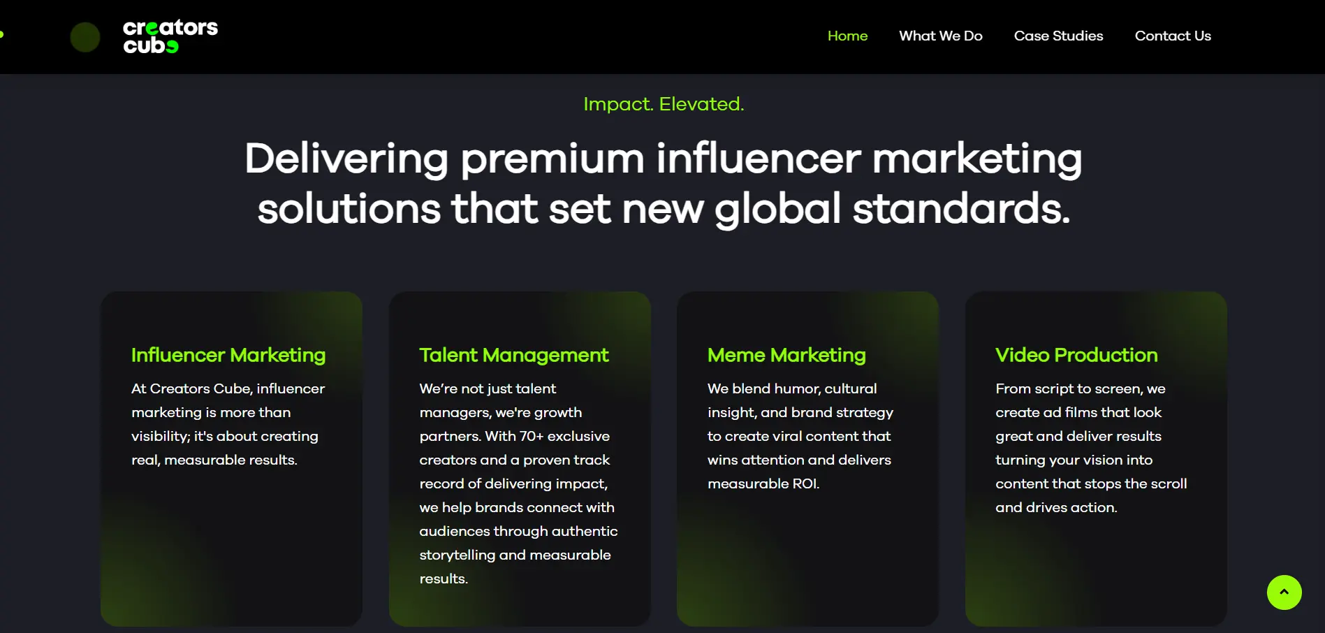 Creators Cube Project Website Design Preview 2