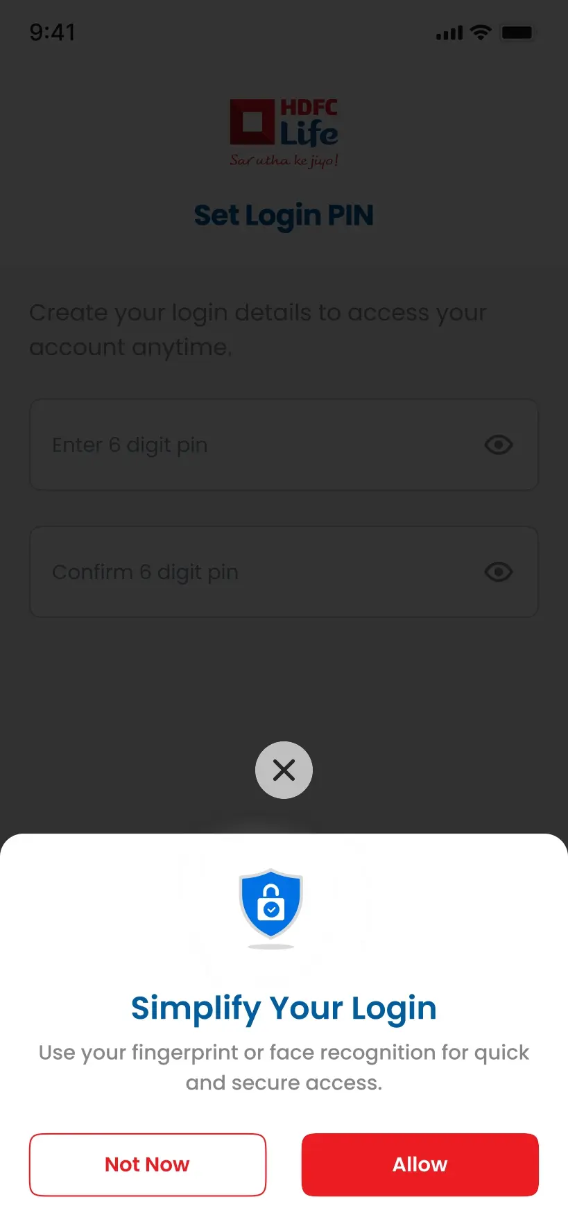 HDFC Life Application Login Screen by Groot Technologies
