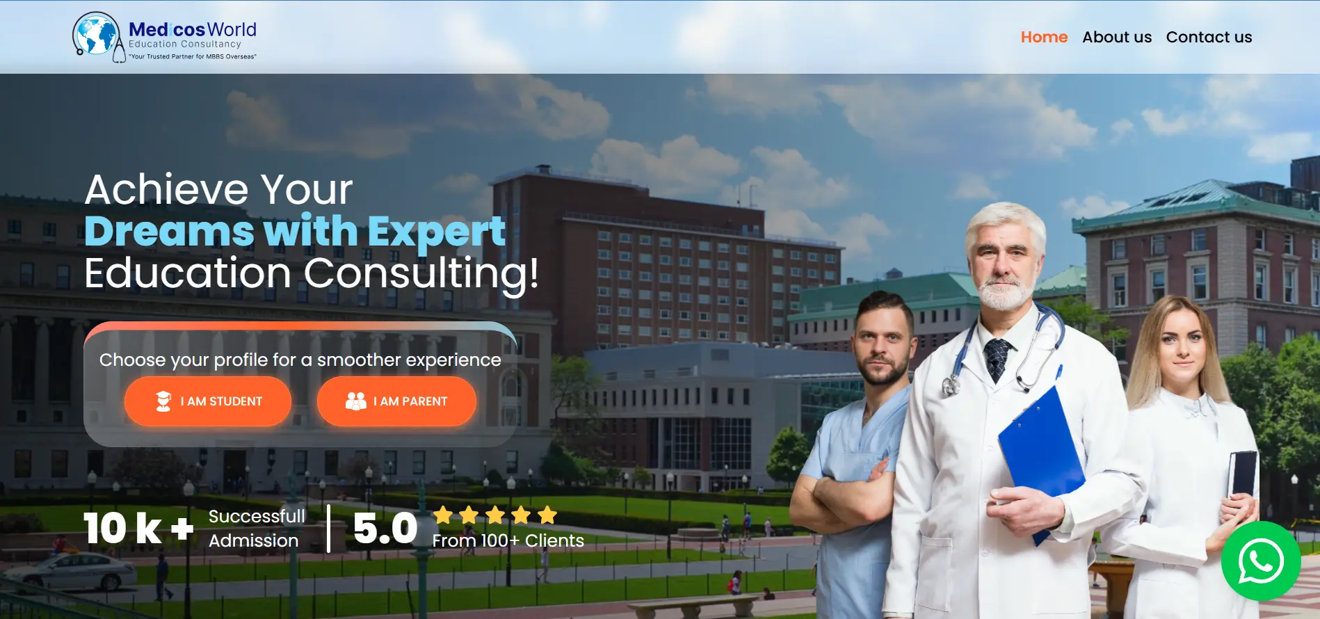 Medicos World MBBS Education Consultancy Website Home Page