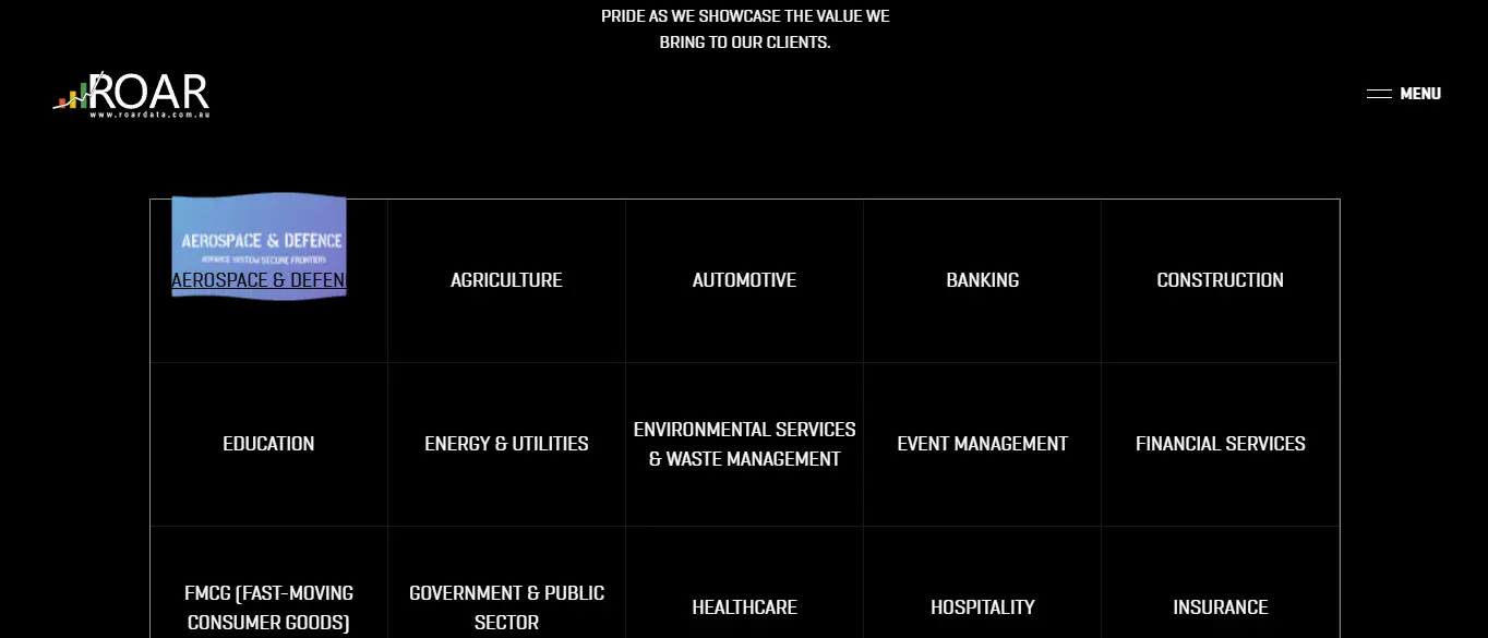 Roar Data Industries Served Webpage